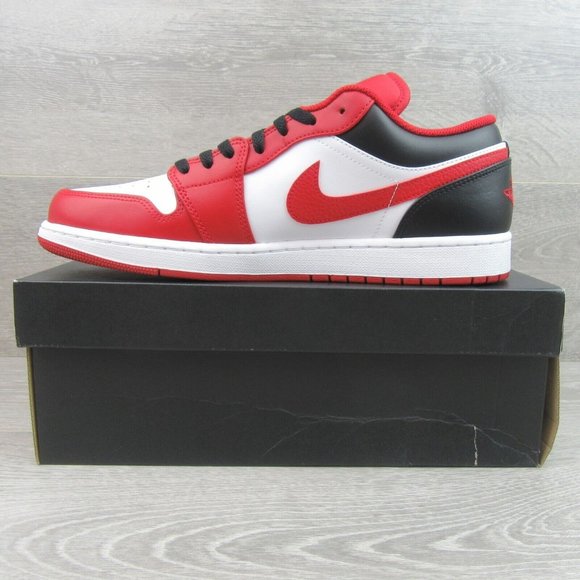 Air Jordan 1 Low Bulls Black Gym Red Shoes Mens Size 13 NEW - Picture 3 of 14